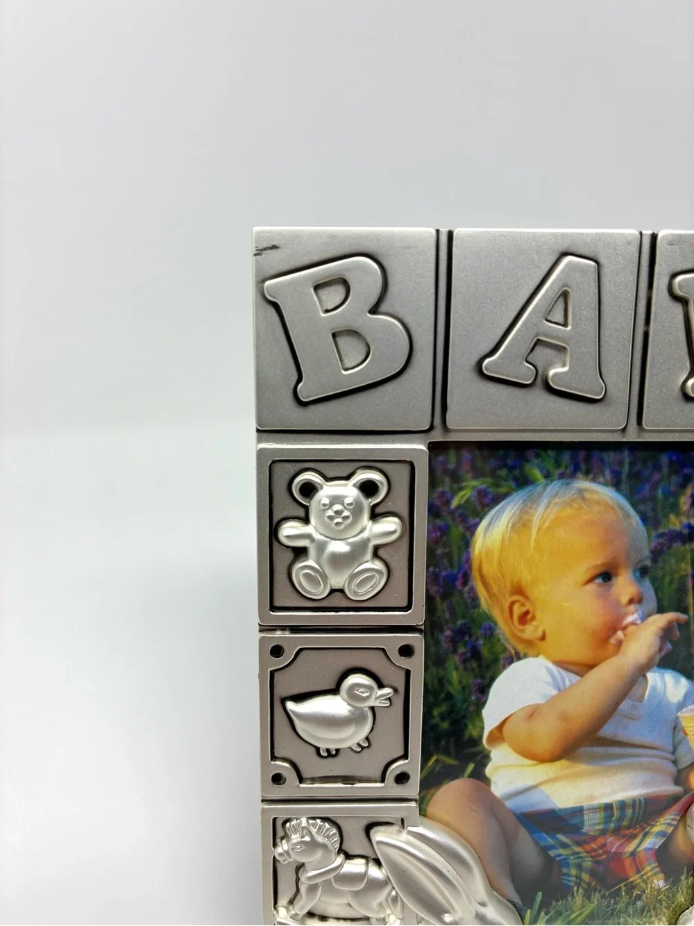 Godinger Silver-Plated Photo Album & Frame Set Baby Blocks Nursery Decor NOS
